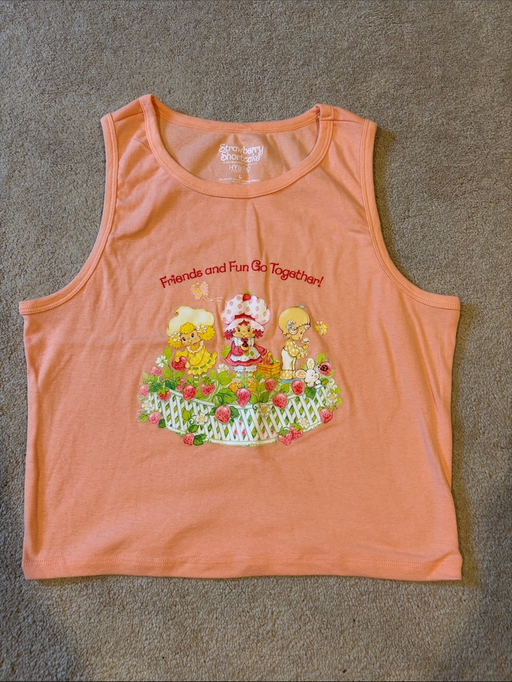 Strawberry Shortcake peach colored crop top
